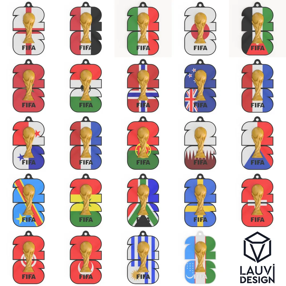 Porte-clés Drapeaux Logo Coupe du Monde Fifa 2026 - Modèle d'Impression ...
