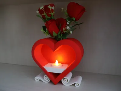 Tea Light and Rose Heart Decoration (NO AMS)