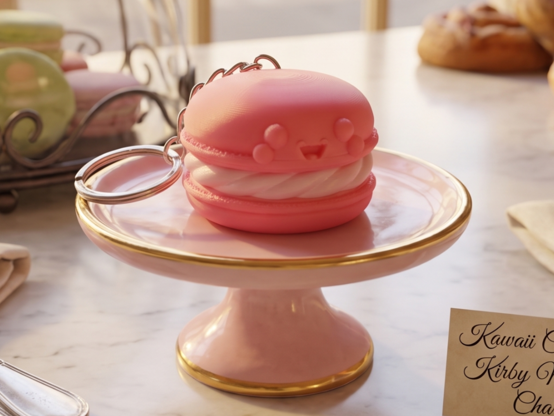 Kawaii Kirby Themed Macaron Keychain / Figurine