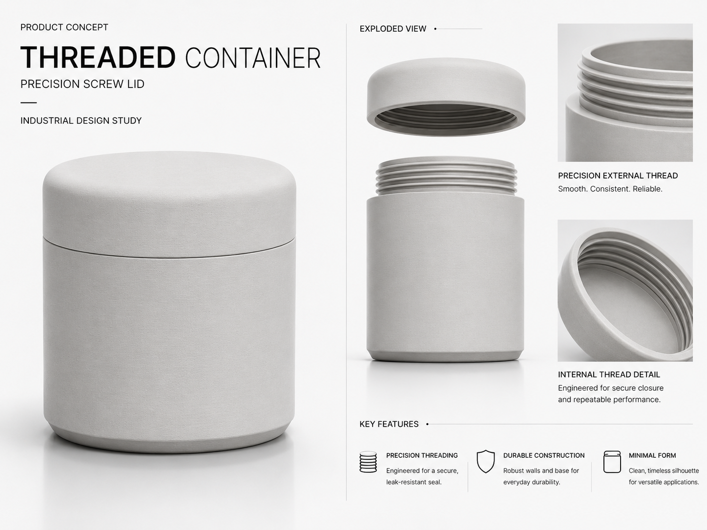 Threaded Container with Screw Lid