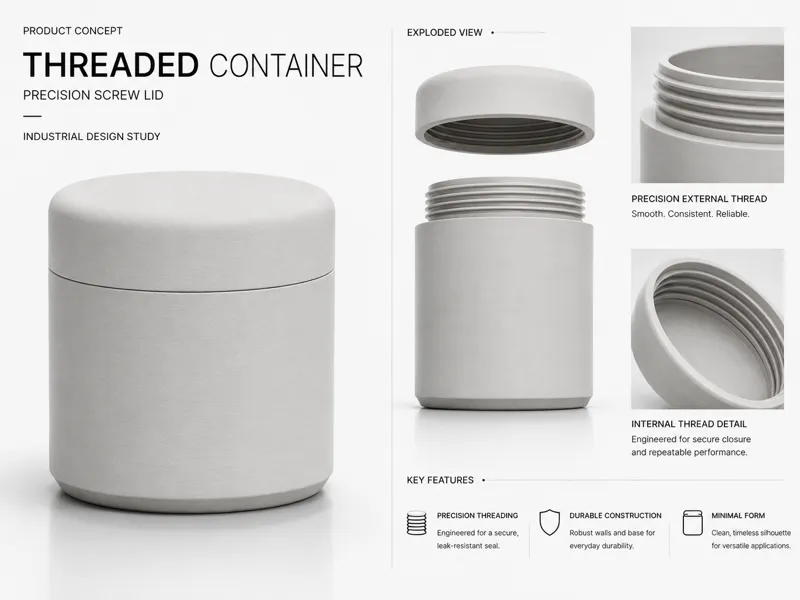 Threaded Container with Screw Lid