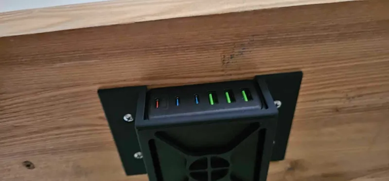 6 Port USB Charger Desk Mount