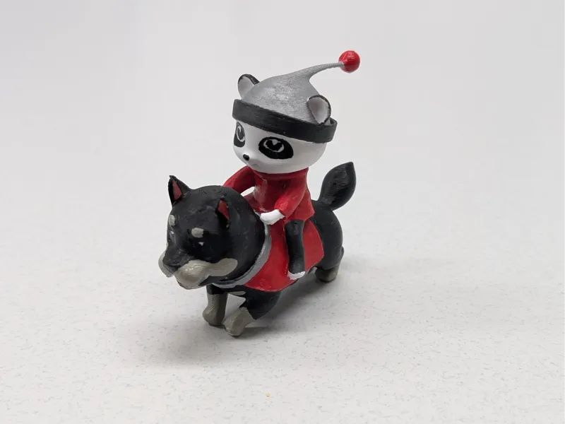 Kung Fu Panda riding on a Rottweiler
