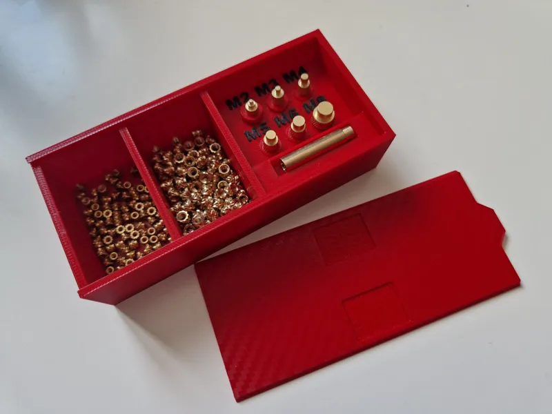 Box for heat insert tips with sliding lid