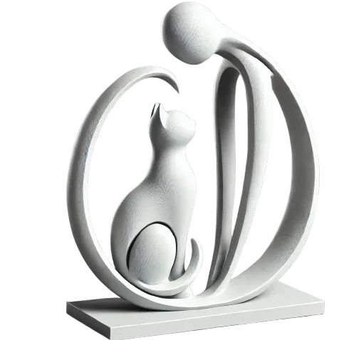 Sculpture minimaliste humain-chat