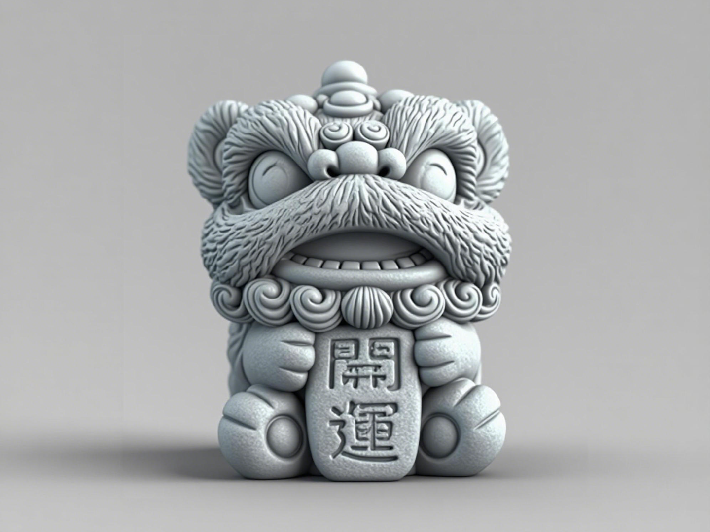 开运石狮-国潮醒狮摆件-2026中国新年农历马年-春节儿童涂色玩具