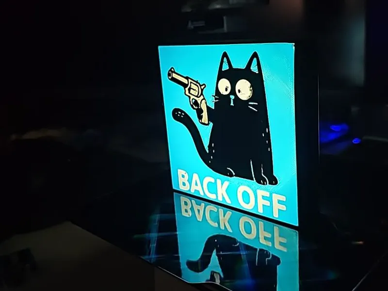Back Off Cat – Glowing Meme Lightbox (Any PLA)
