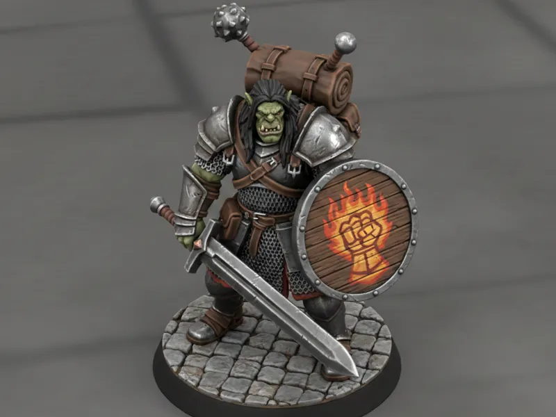 Half orc fighter D&D Player Miniature
