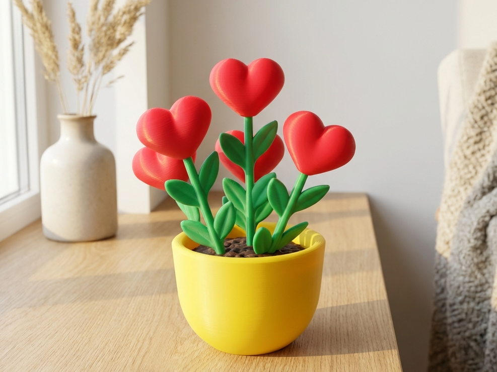 Heart Bloom Pot — Cute Botanical Figurine