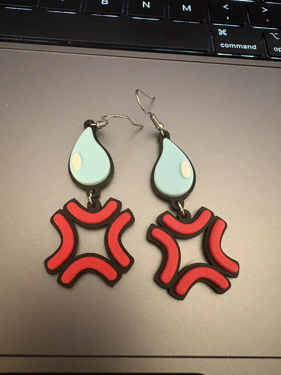 Anime Sweat Drop & Angry Veins Earrings view 2