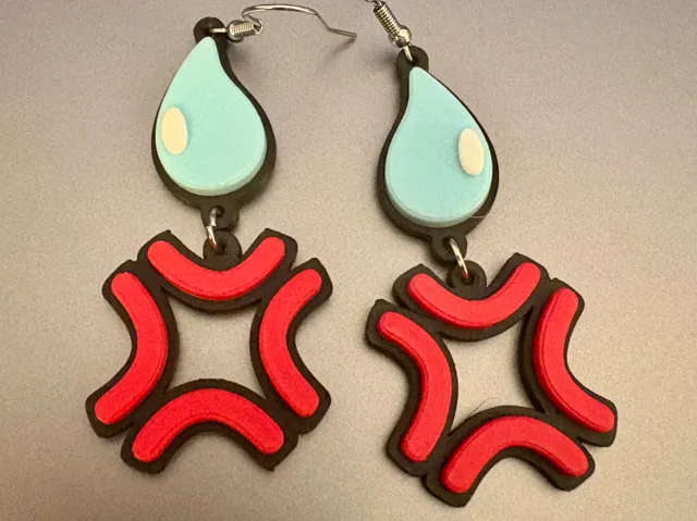 Anime Sweat Drop & Angry Veins Earrings