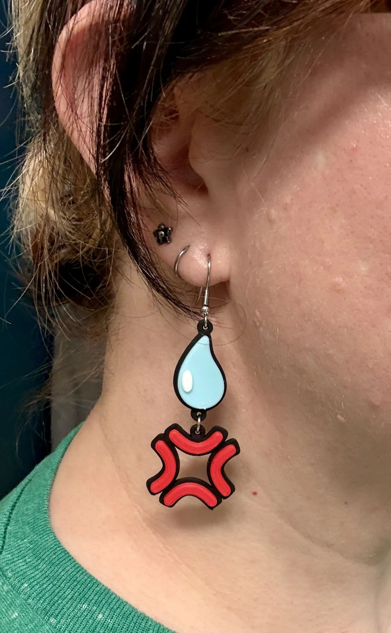 Anime Sweat Drop & Angry Veins Earrings view 3