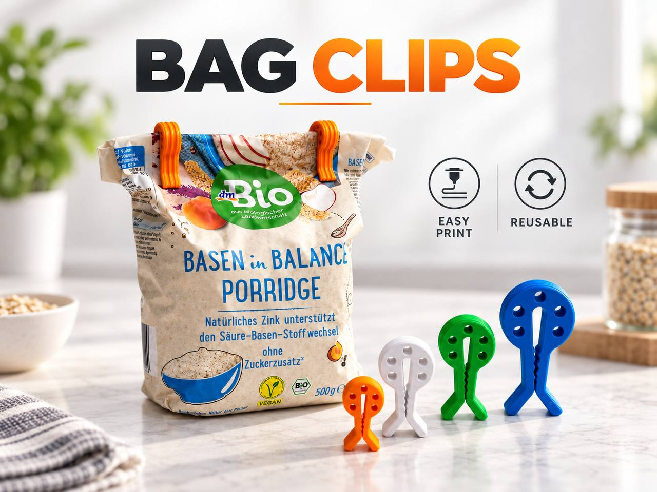 Reusable Bag Clip | Compact Bag Sealer - 3D printed Other House Models, in stock in India