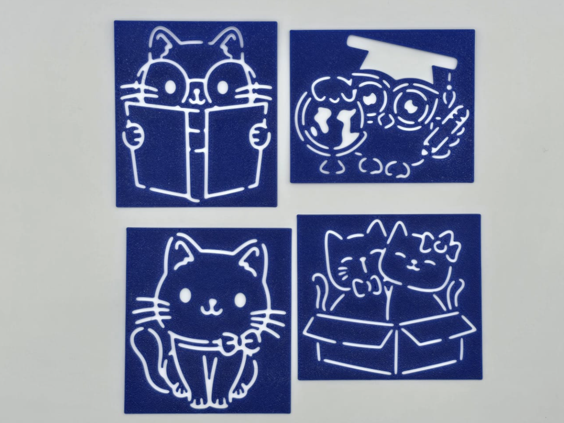 Cute Smart Cat Stencil Collection