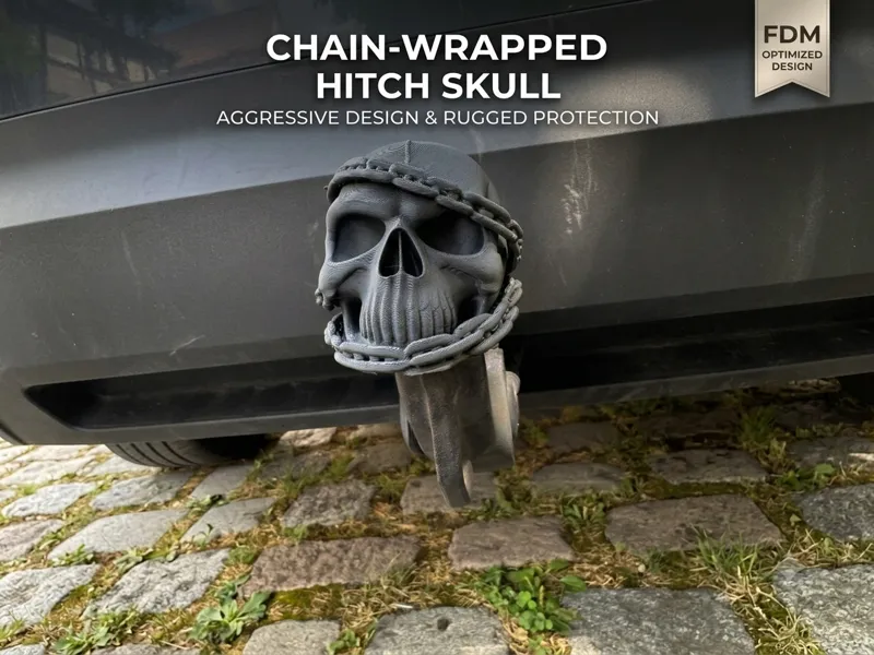 Chain Wrapped Skull Trailer Hitch Cover