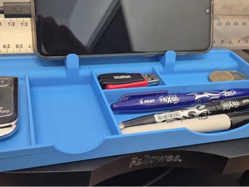 Desk organizer with phone and ruler holder