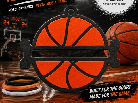 Accesorio para sujetar ligas de cabello: Basketball Hair Tie Holder Keychain — referencia de MakerWorld