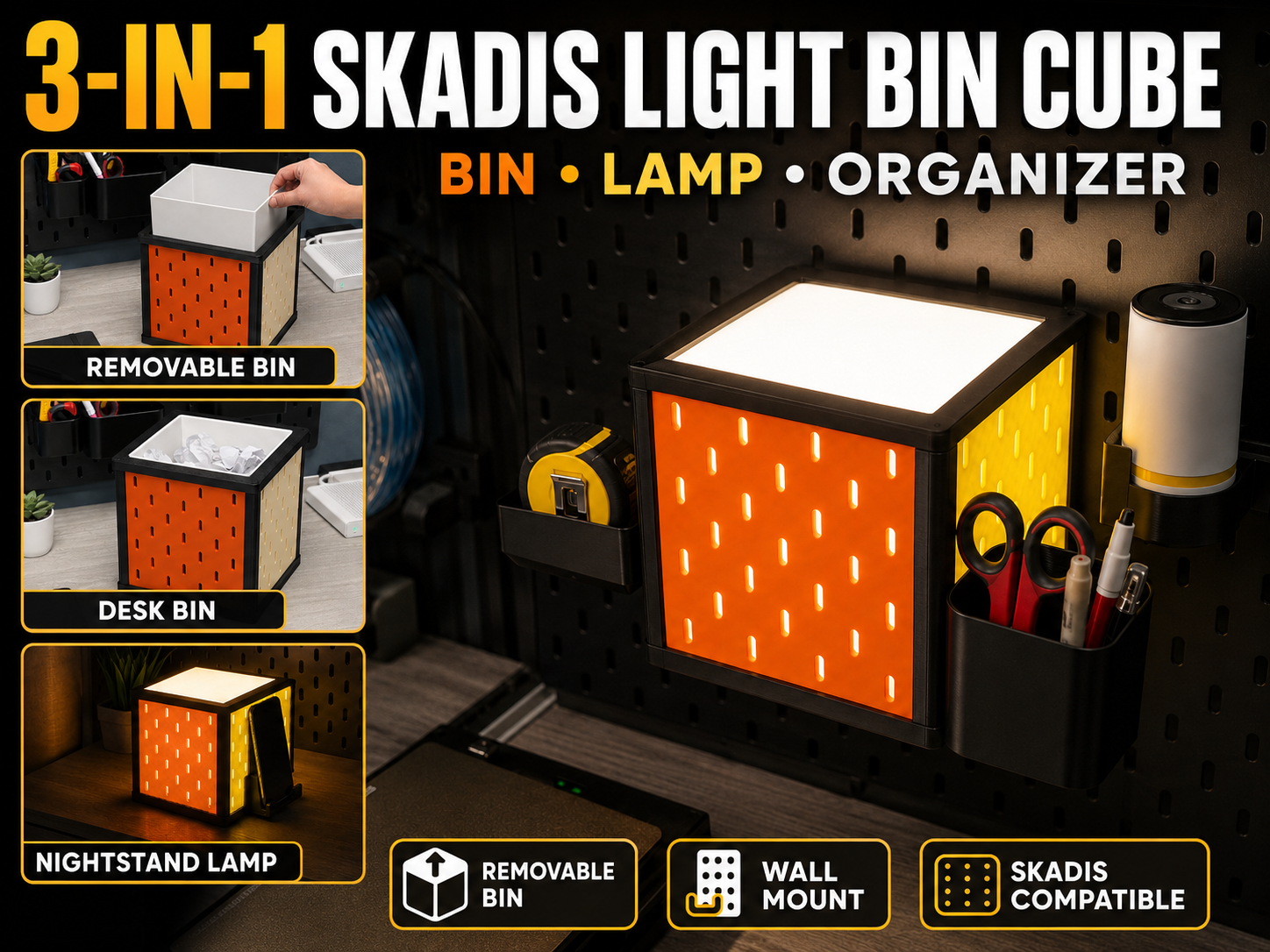 SKADIS Light Bin Cube - 3-in-1 Organizer