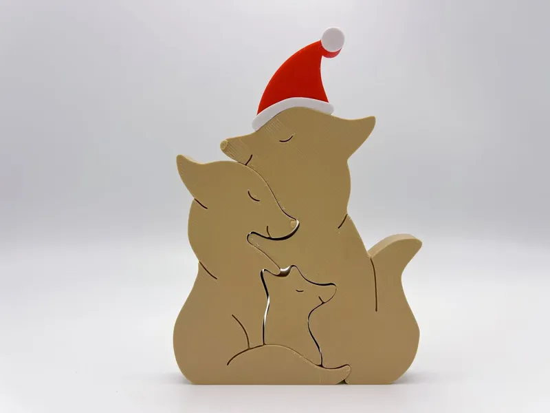 fox family in chrismas