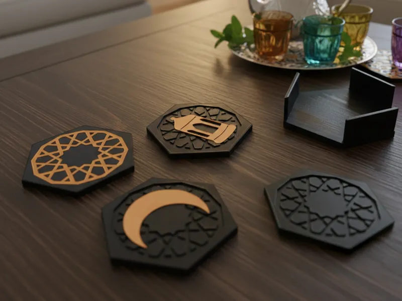 Ramadan Coaster Set & Holder - NO AMS