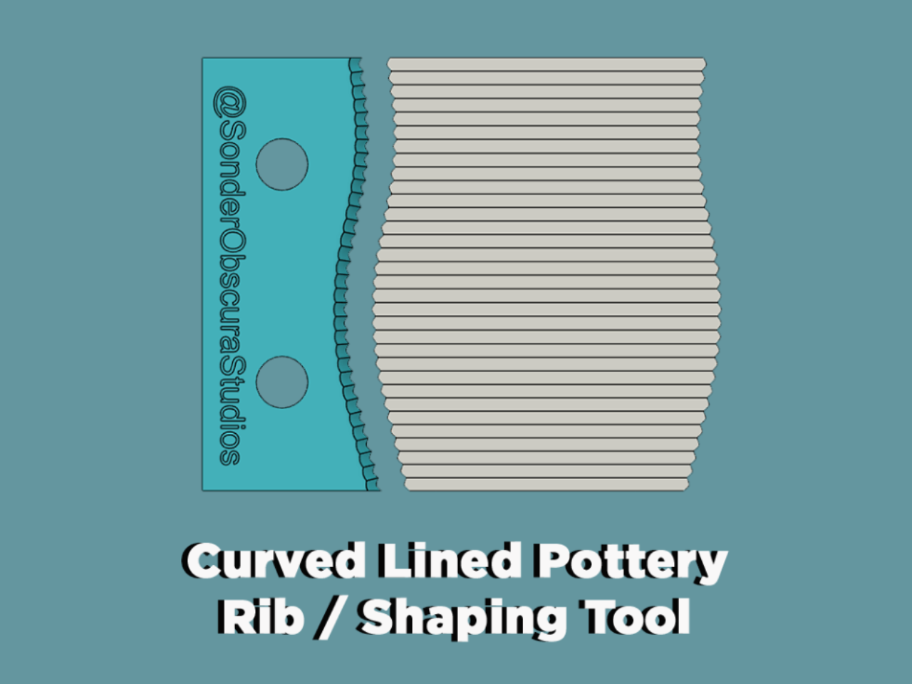 Curved Lined Pottery Cup - Rib / Shaping Tool