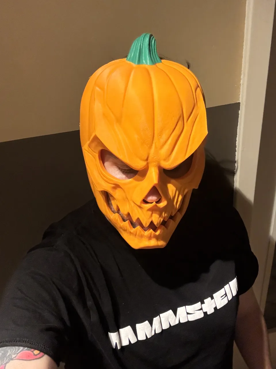 Pumpkin Skull Halloween Mask view 2