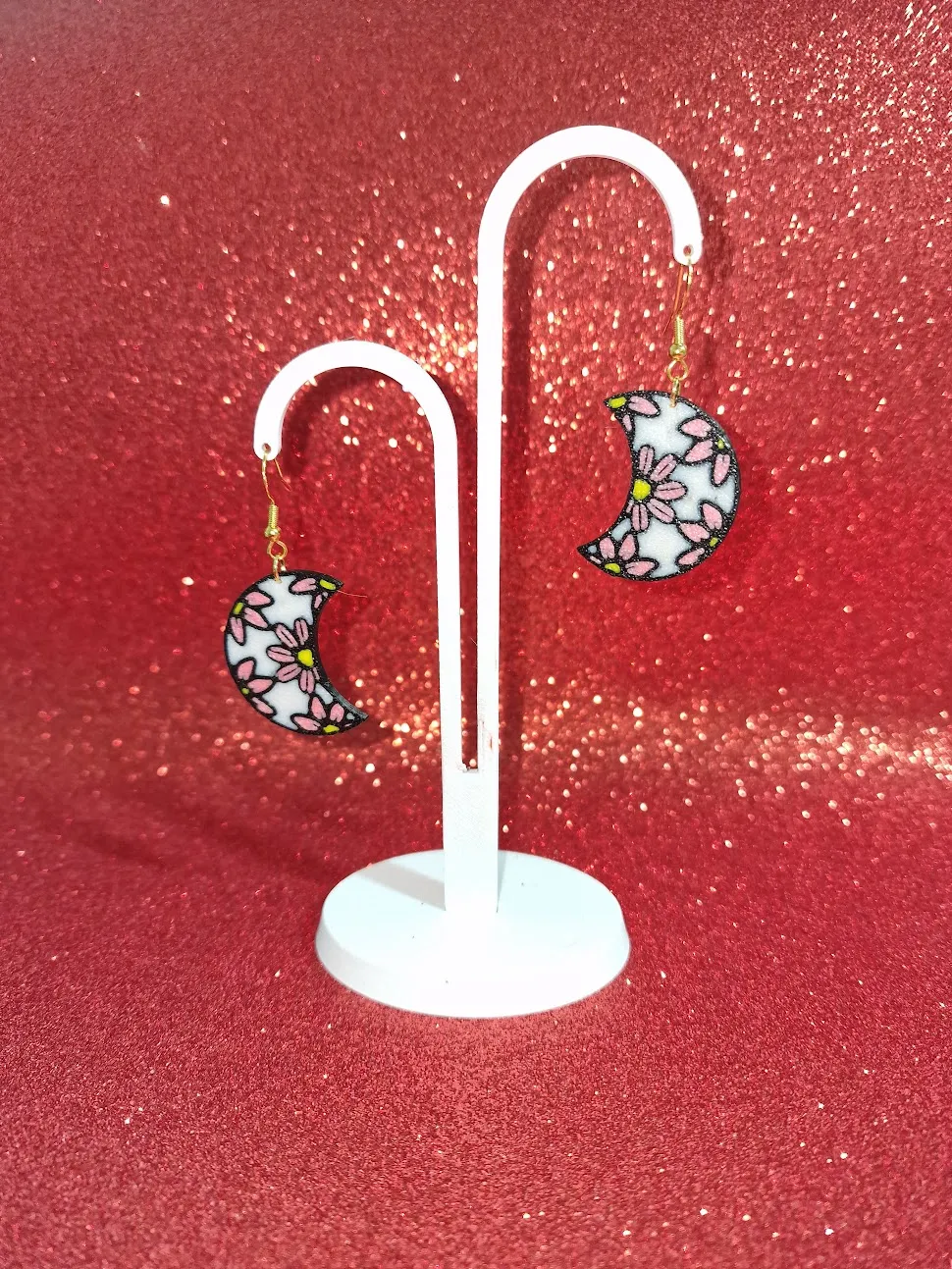 A flowers moon earrings view 3