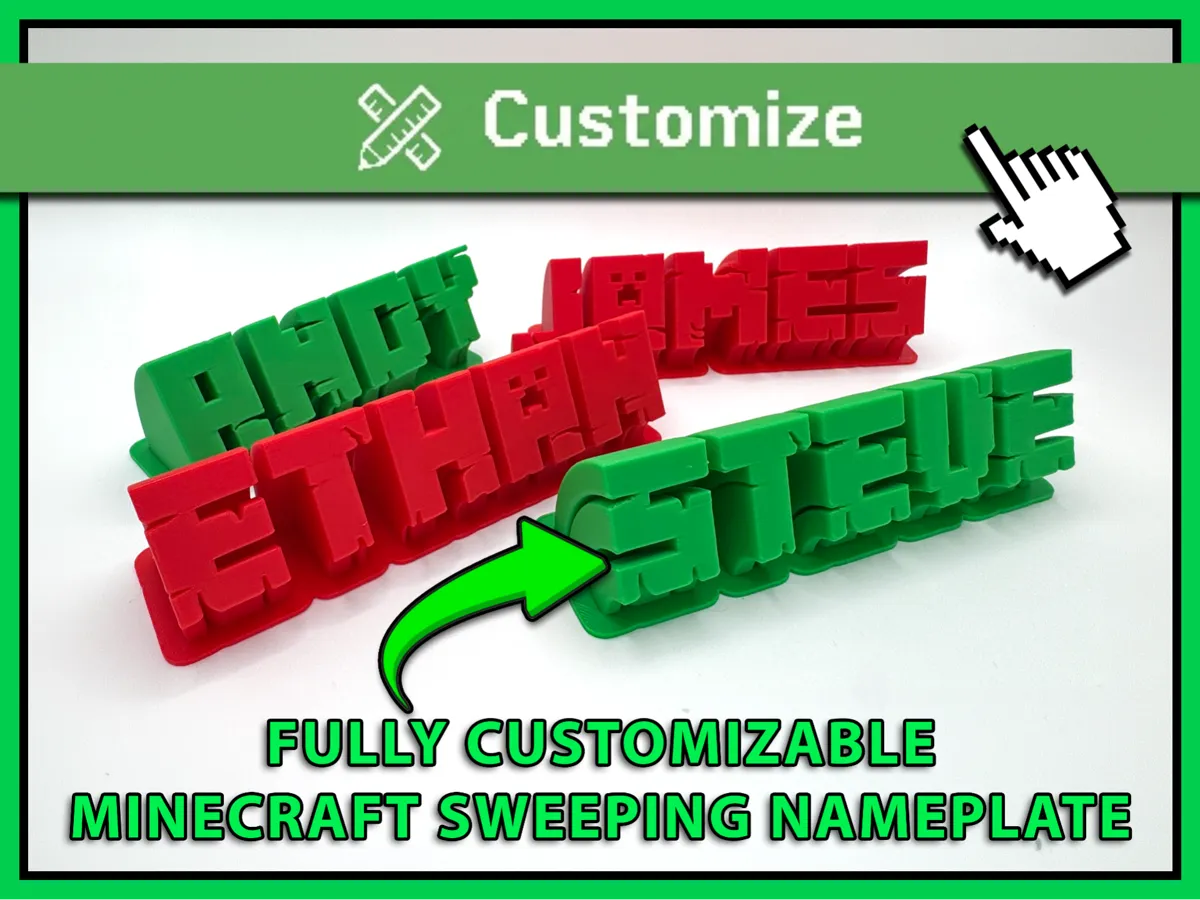 Minecraft Name Editable Minecraft Font Custom Sweeping Nameplate Generator - Free 3D Print ...