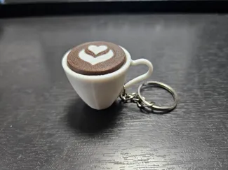 Coffee Cup Clicker Keyring (Latte Art)