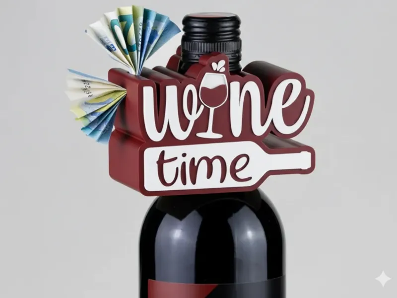 "Wine Time" Flaschenaufsatz / Geldgeschenk