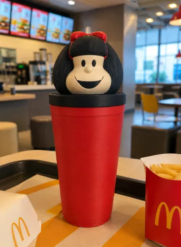 Modelo para impresión 3D: Vaso Milkshake de Mafalda Comic Argentina Pelicula — vista de referencia 3
