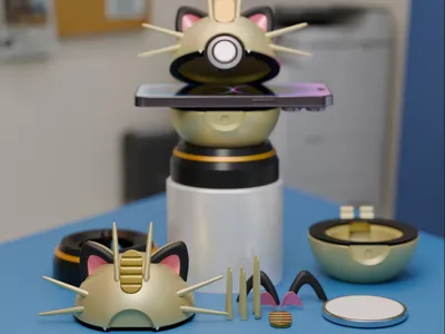 Meowth Pokeball Magsafe Stand