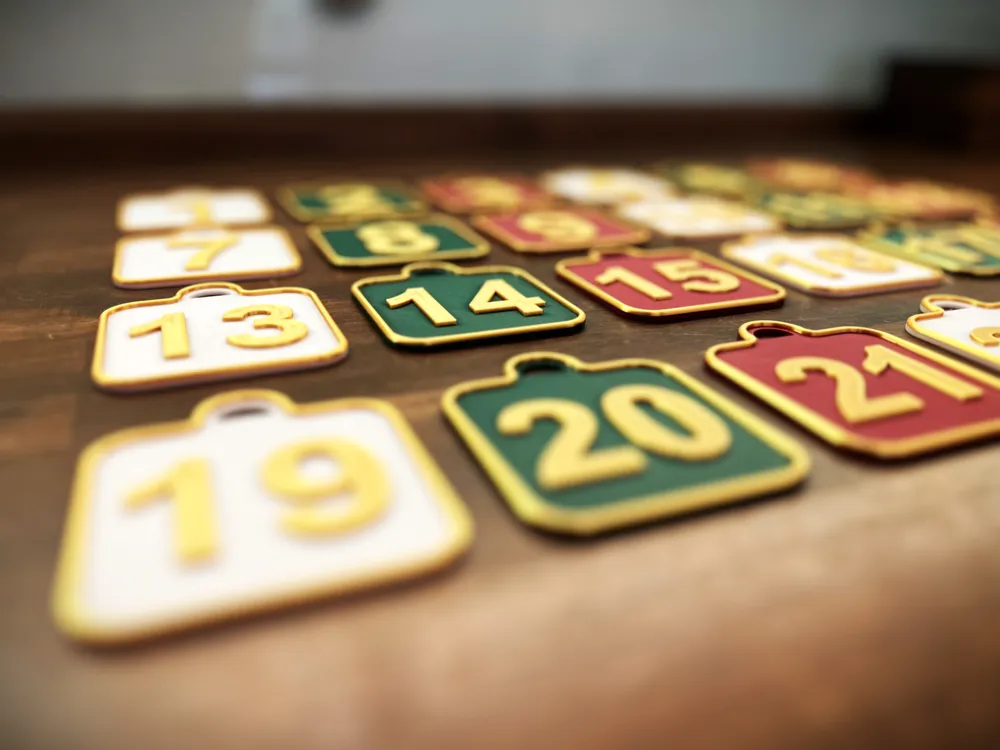 Set of 25 Labels for Advent Calender incl. Box by Putzlappen MakerWorld ...