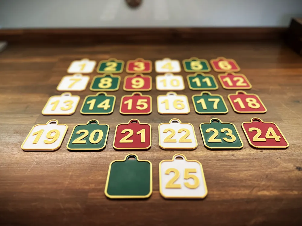 Set of 25 Labels for Advent Calender incl. Box by Putzlappen MakerWorld ...