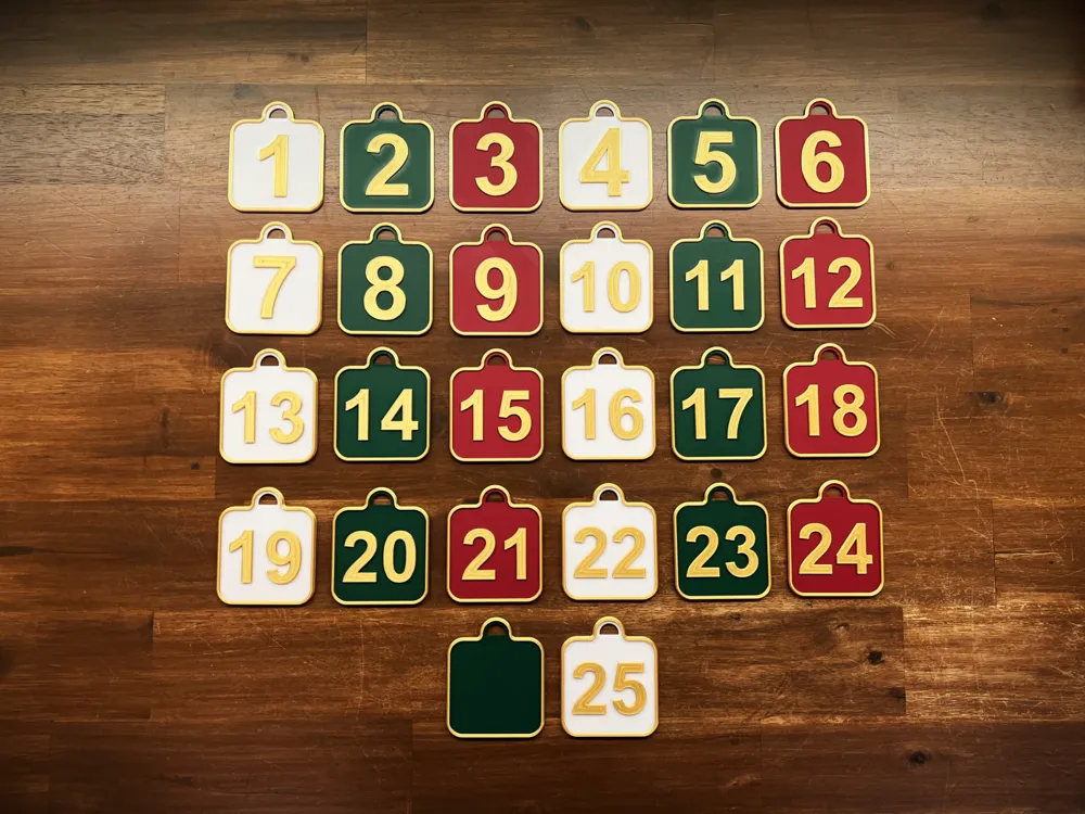 Set of 25 Labels for Advent Calender incl. Box by Putzlappen MakerWorld ...