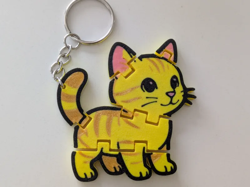 Cute kitten articulated keychain