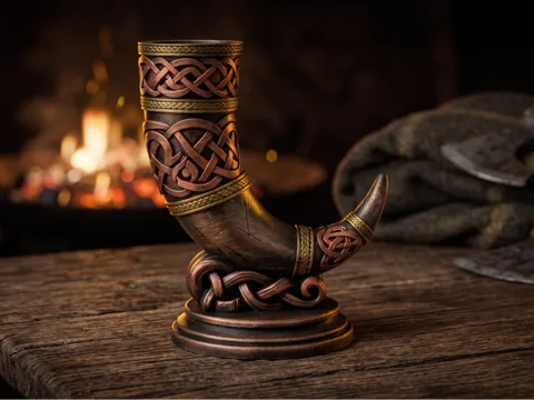 Letrero o emblema decorativo: Viking Drinking Horn Methorn — referencia de MakerWorld