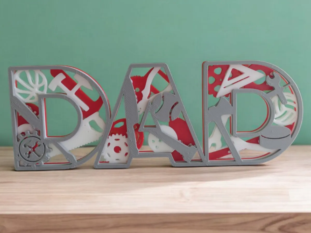 DAD Layered Stand – Father's Day Gift - Free 3D Print Model - MakerWorld