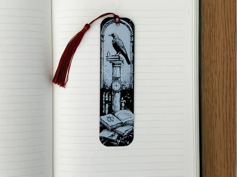 Raven Clock Dark Academia Hueforge Bookmark