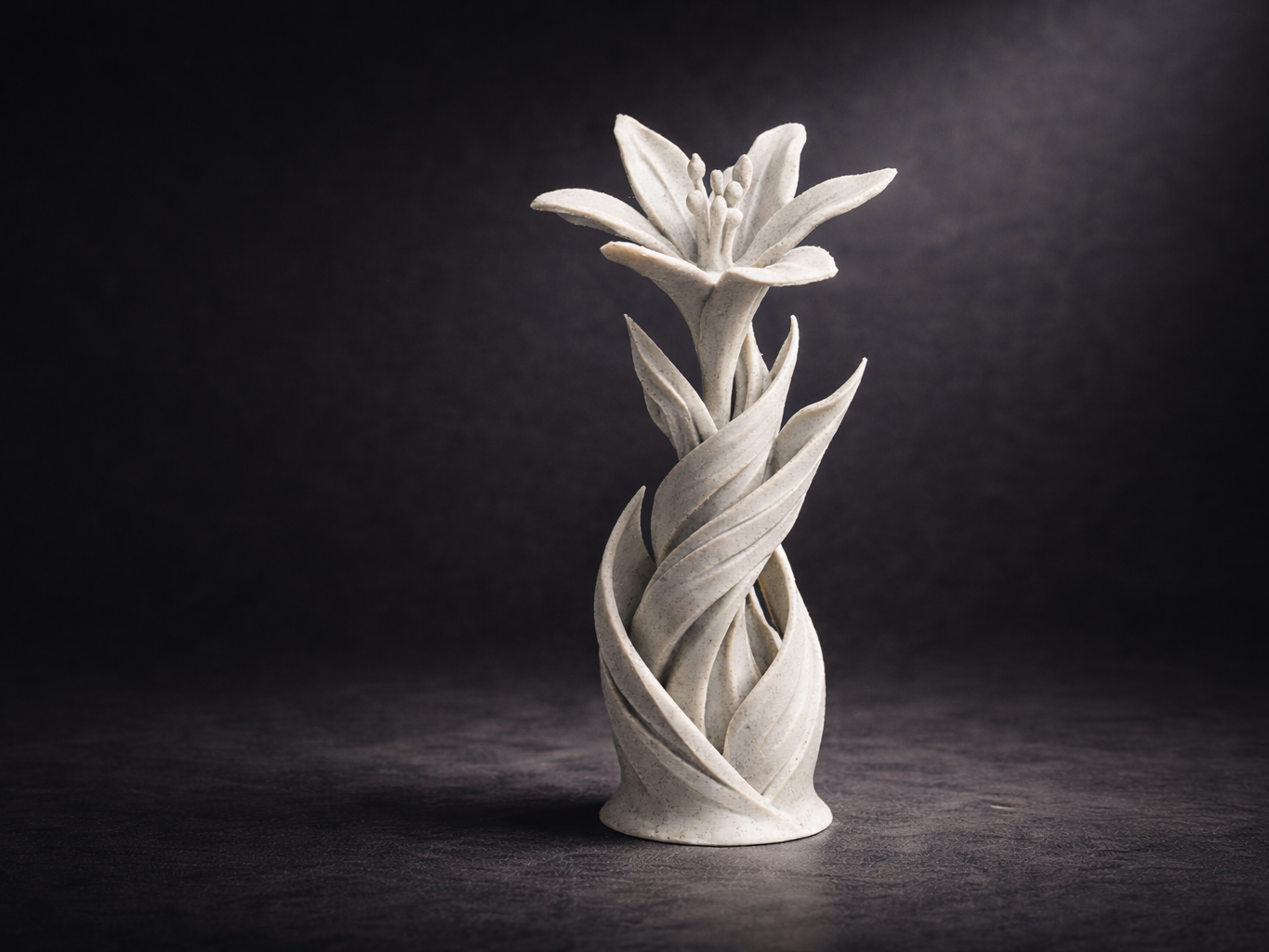 Twisted Lily Sculpture - Elegant Spiral Flower