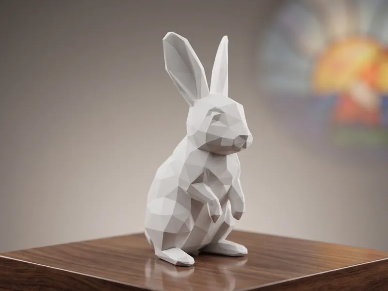 Low Poly Rabbit - Geometric Animal Sculpture