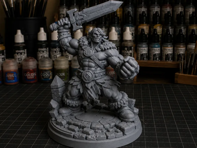 Barbarian Hero — Epic Ruins Display Figure