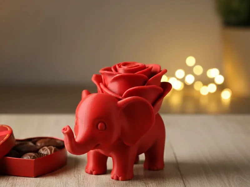 sweet Valentines Elephant with rose - love gift