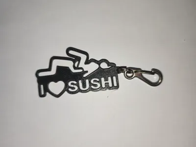 keychain " i love sushi "singolo colore