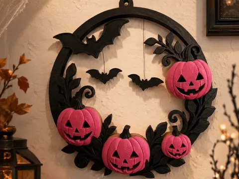 Adorno temático: Spooky Pumpkin Mandala Wreath — referencia de MakerWorld