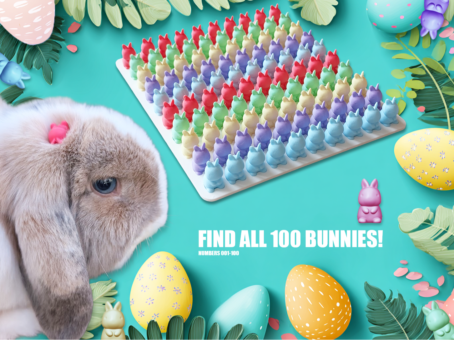 Easter Bunny Search Game – 100 Mini 3D Bunnies