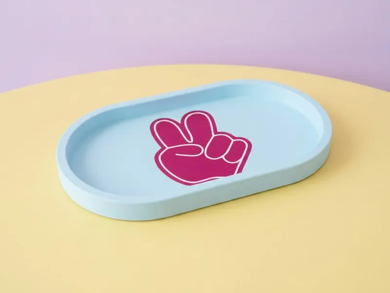 Peace Sign Catchall Tray Oval Trinket Dish