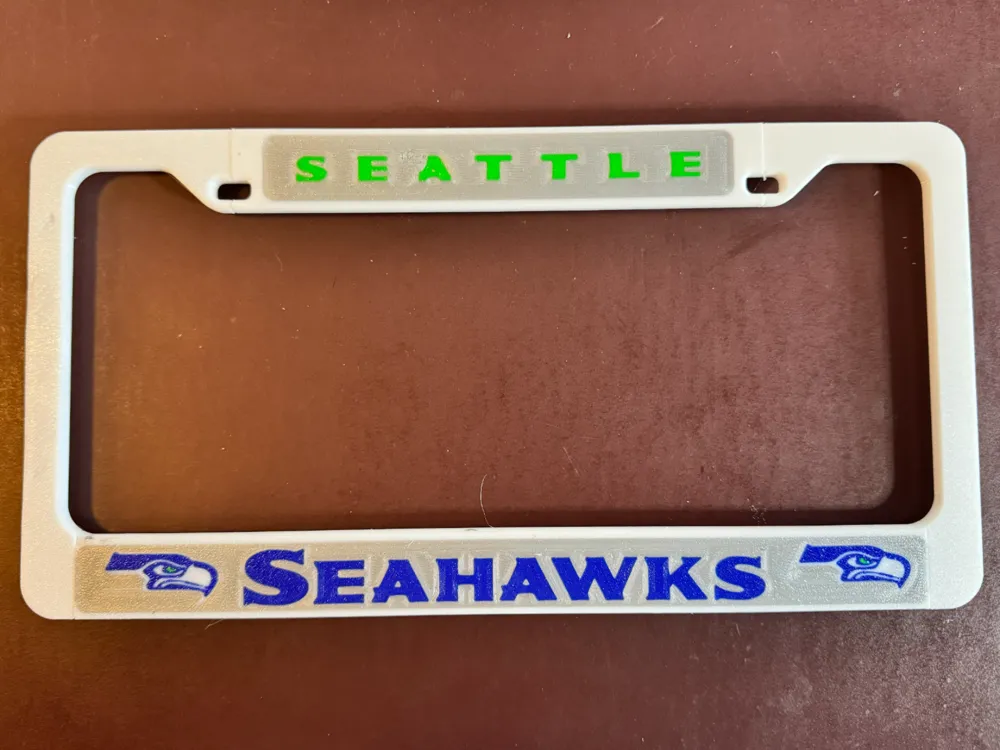 Seattle Seahawks License Plate Frame - Free 3D Print Model - MakerWorld
