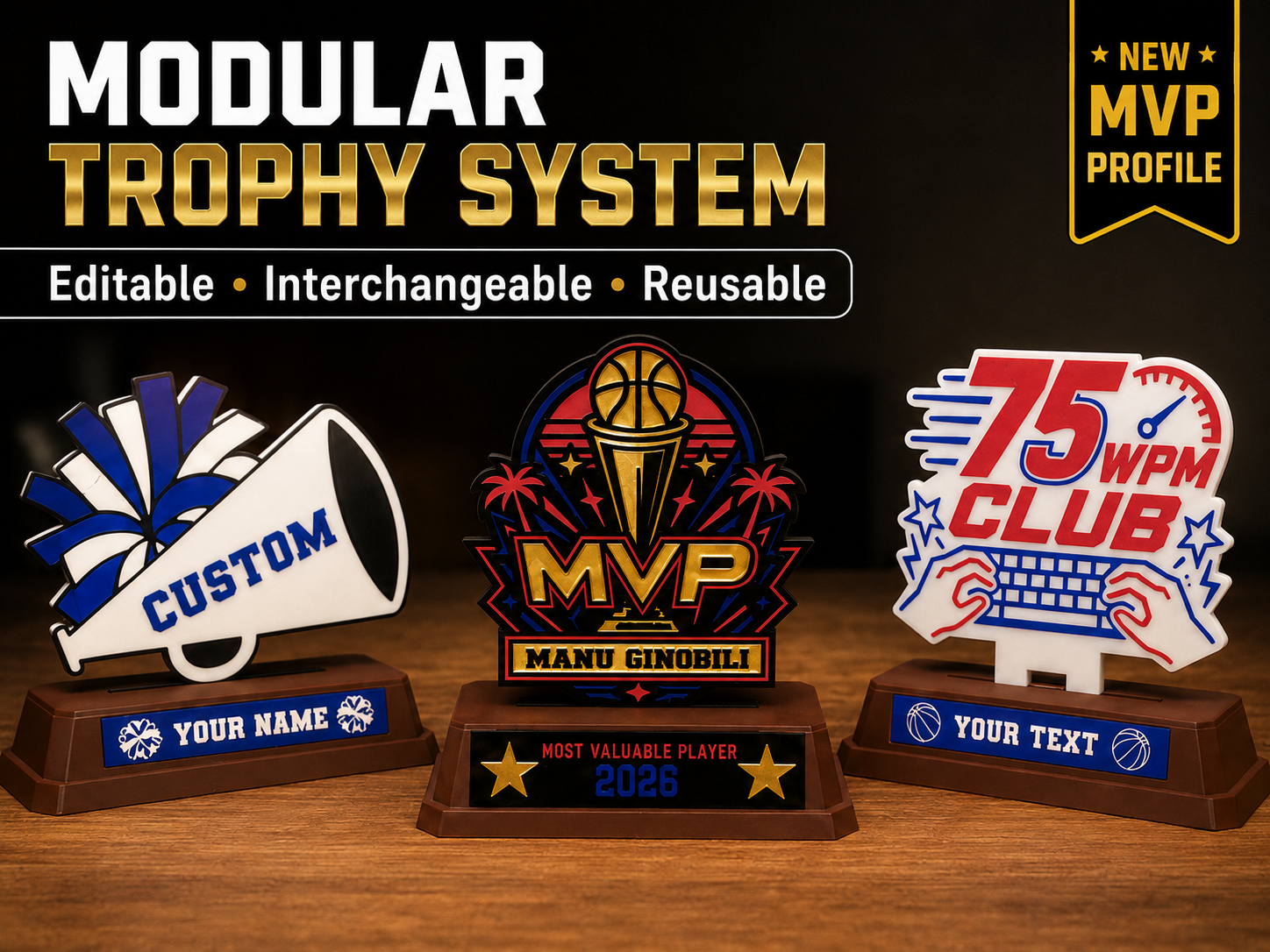 Modular Custom Trophy System | Editable Awards