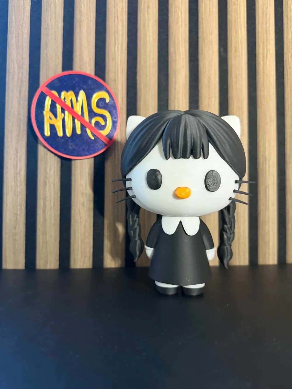 Hello Kitty dressed as Wednesday Addams - Free 3D Print Model - MakerWorld